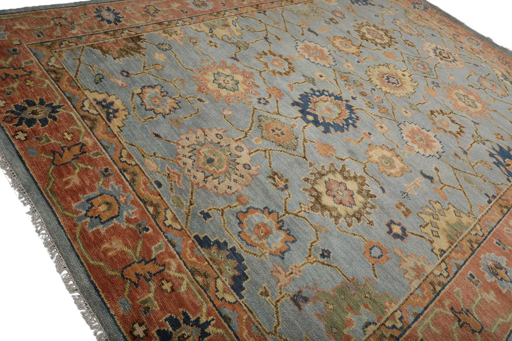 Hand Knotted Oushak Rug for Living Room, Dining Room, Office, Bedroom, Hand Knotted Wool Rug