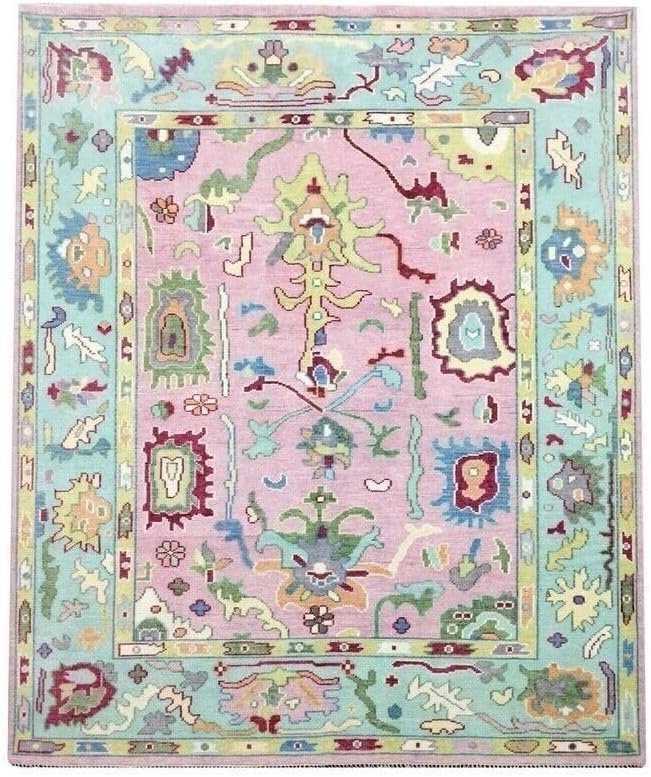 Hand Knotted Oushak Rug for Living Room, Dining Room, Office, Bedroom, Hand Knotted Wool Rug