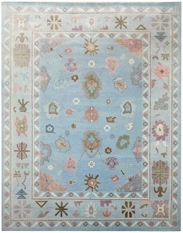 Hand Knotted Oushak Rug for Living Room, Dining Room, Office, Bedroom, Hand Knotted Wool Rug