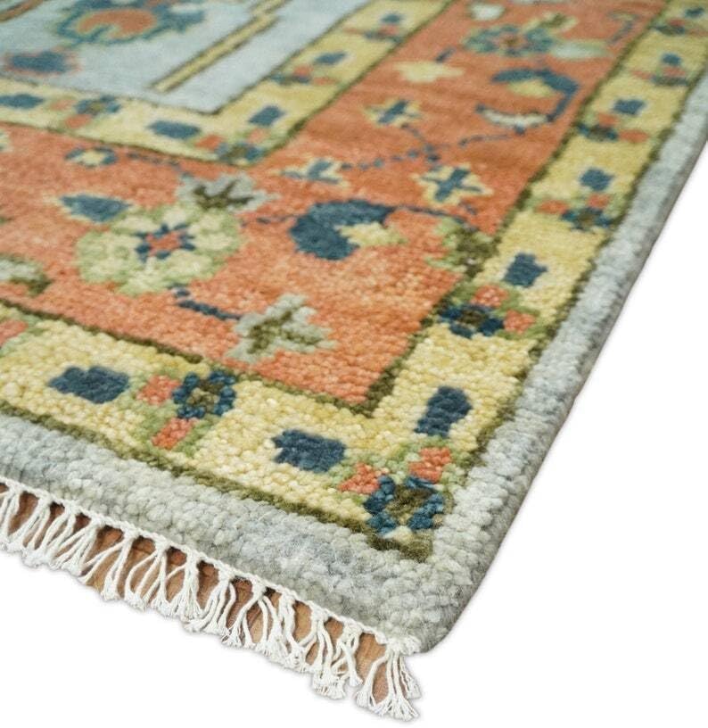Hand Knotted Oushak Rug for Living Room, Dining Room, Office, Bedroom, Hand Knotted Wool Rug