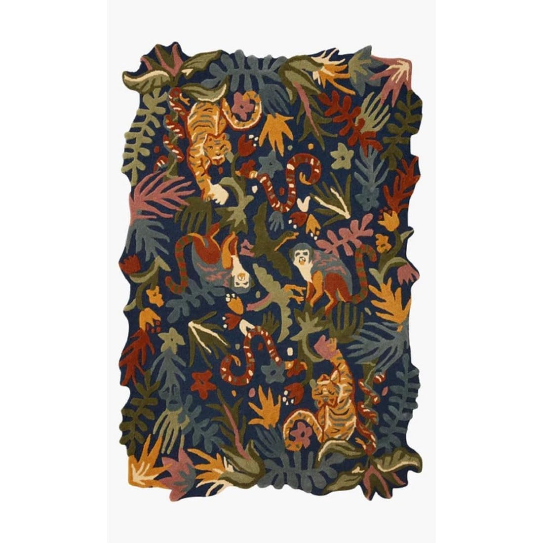 Handmade Colorful Roses Floral Wool Area Rug | Thick & Soft Carpet for Living, Bedroom & Kitchen Deco