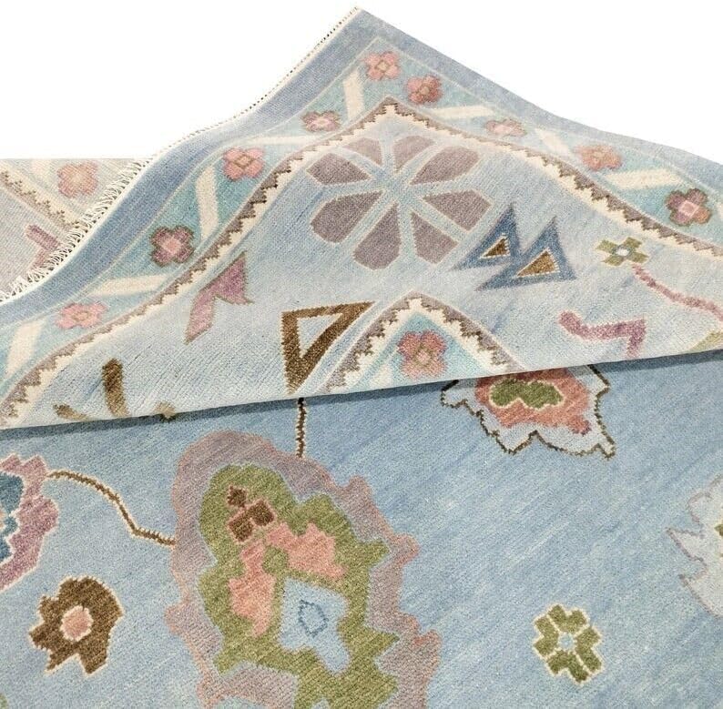 Hand Knotted Oushak Rug for Living Room, Dining Room, Office, Bedroom, Hand Knotted Wool Rug