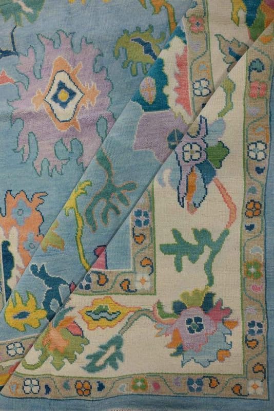 Hand Knotted Oushak Rug for Living Room, Dining Room, Office, Bedroom, Hand Knotted Wool Rug