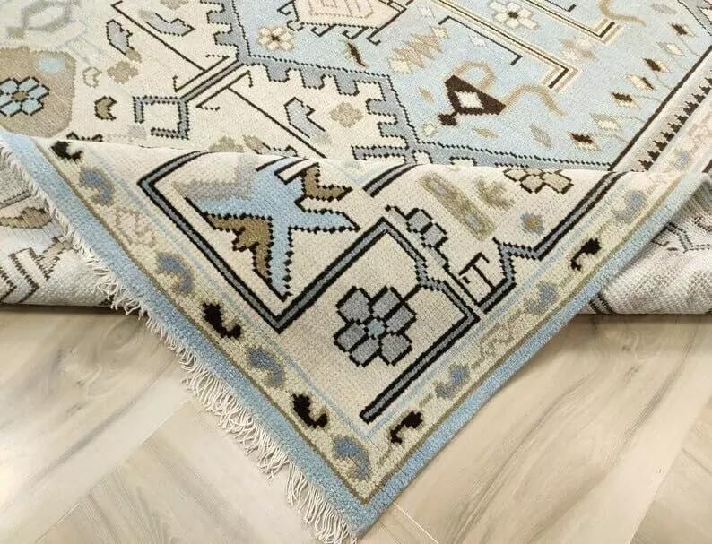 Hand Knotted Oushak Rug for Living Room, Dining Room, Office, Bedroom, Hand Knotted Wool Rug