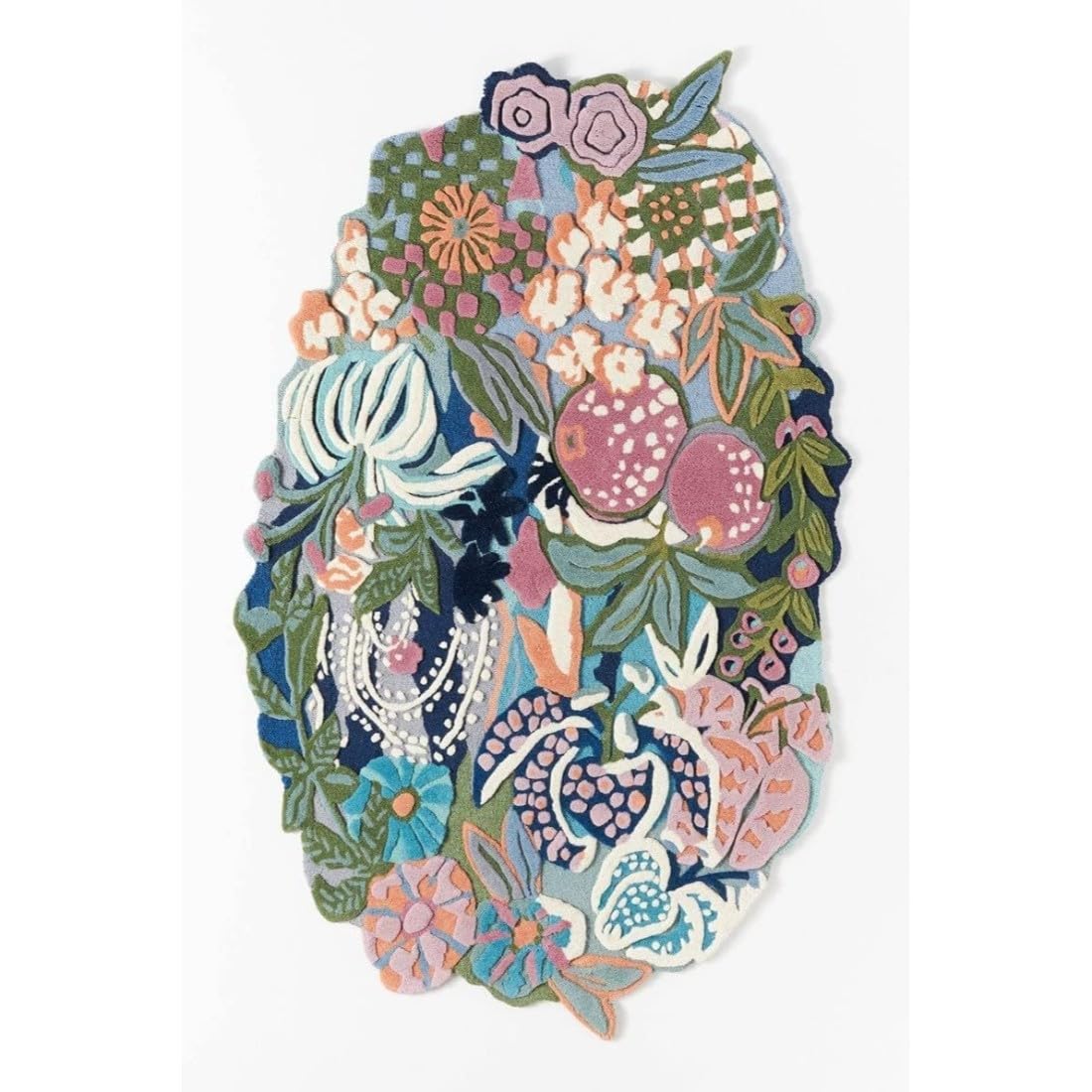 Handmade Colorful Roses Floral Wool Area Rug | Thick & Soft Carpet for Living, Bedroom & Kitchen Deco