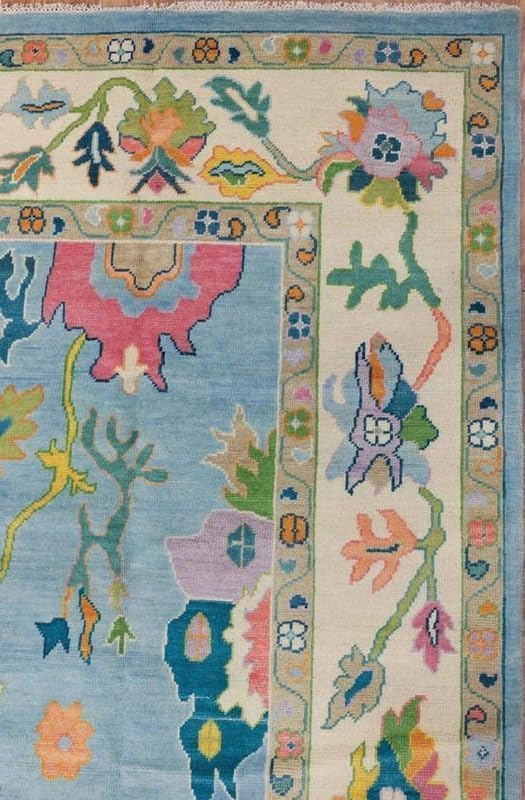 Hand Knotted Oushak Rug for Living Room, Dining Room, Office, Bedroom, Hand Knotted Wool Rug