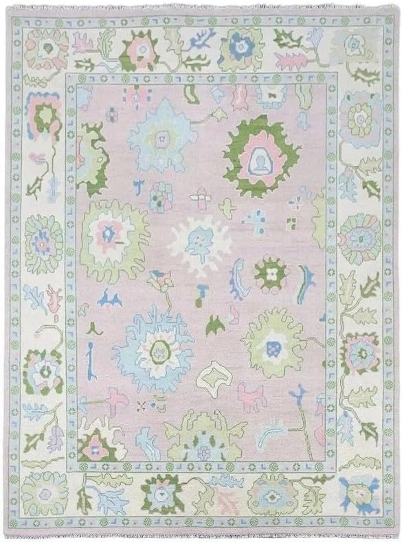 Hand Knotted Oushak Rug for Living Room, Dining Room, Office, Bedroom, Hand Knotted Wool Rug