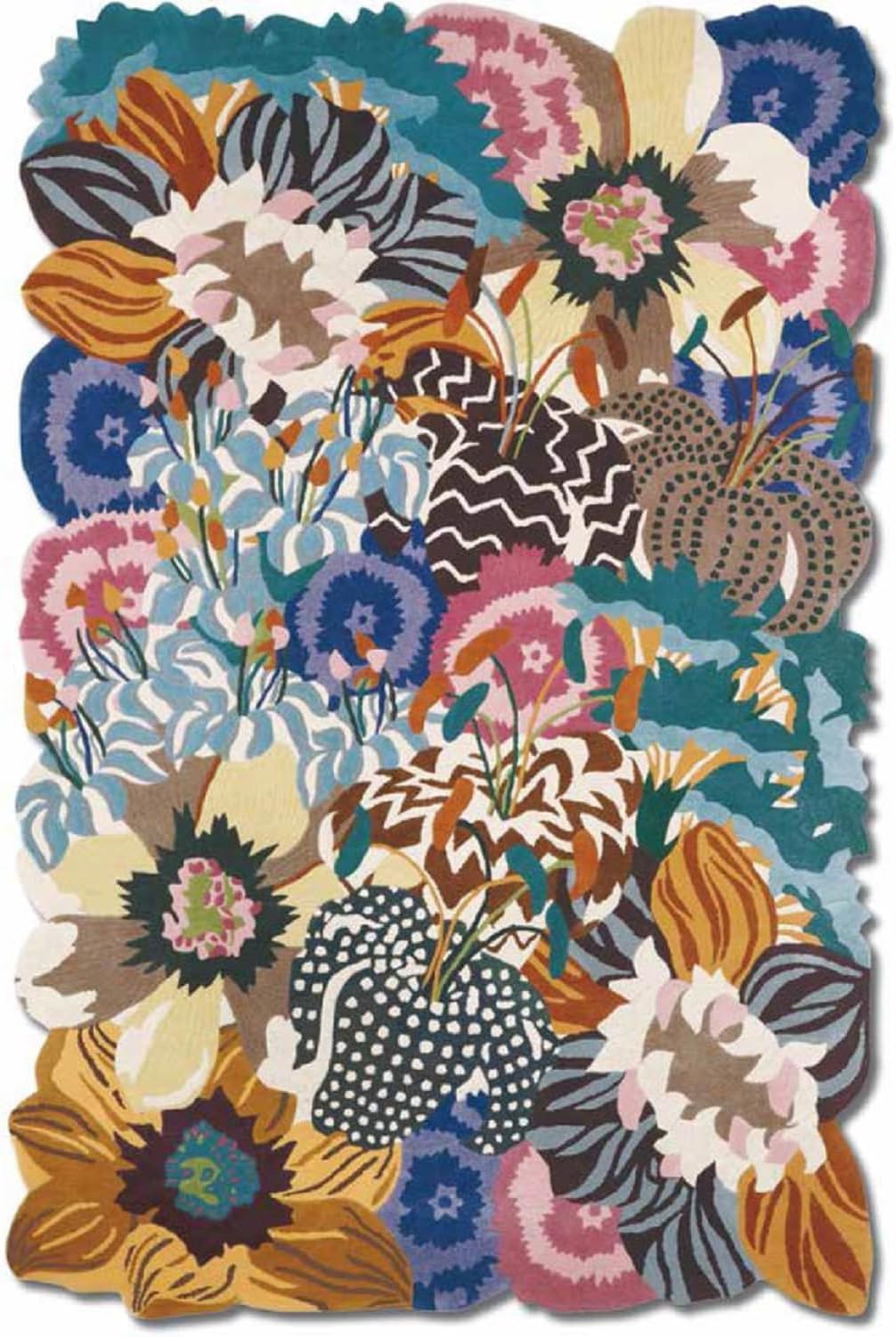 Handmade Colorful Roses Floral Wool Area Rug | Thick & Soft Carpet for Living, Bedroom & Kitchen Deco