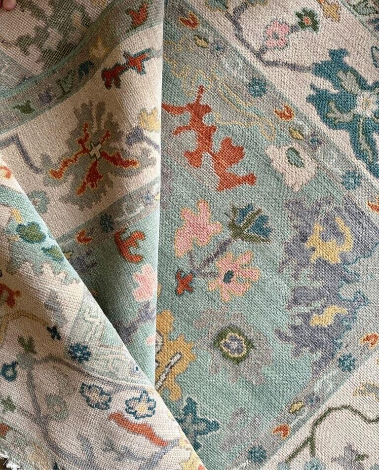 Hand Knotted Oushak Rug for Living Room, Dining Room, Office, Bedroom, Hand Knotted Wool Rug