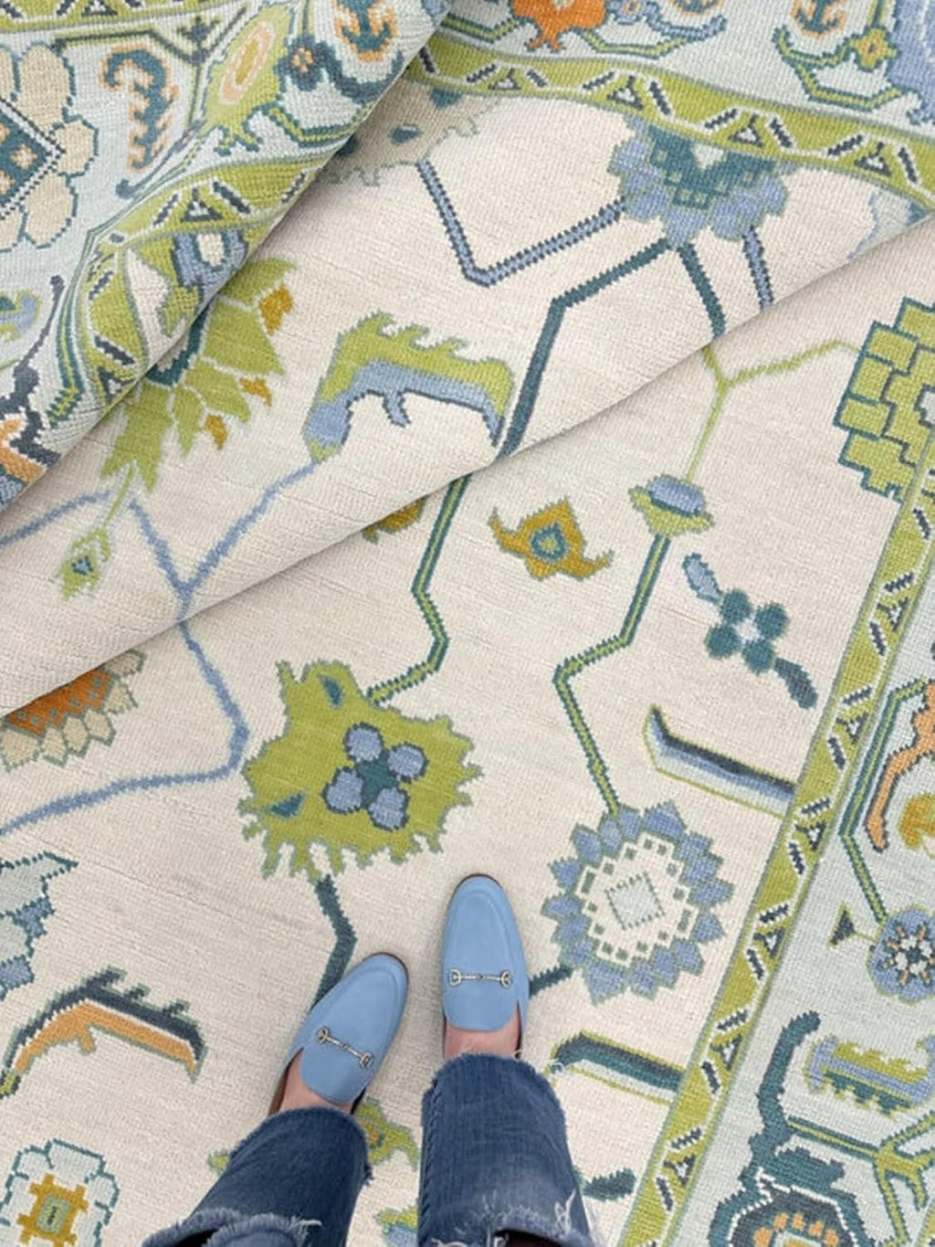 Hand Knotted Oushak Rug for Living Room, Dining Room, Office, Bedroom, Hand Knotted Wool Rug