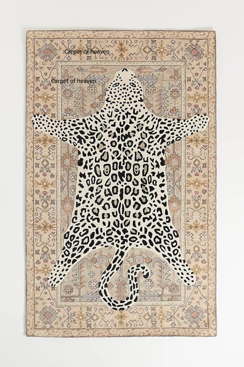 Hand-Tufted Bengal Tiger Animal Print Wool Area Rug - Featuring Symmetrical Palm Leaves Design, Ideal for Living Room, Bedroom, Kitchen & Office, Thick & Durable