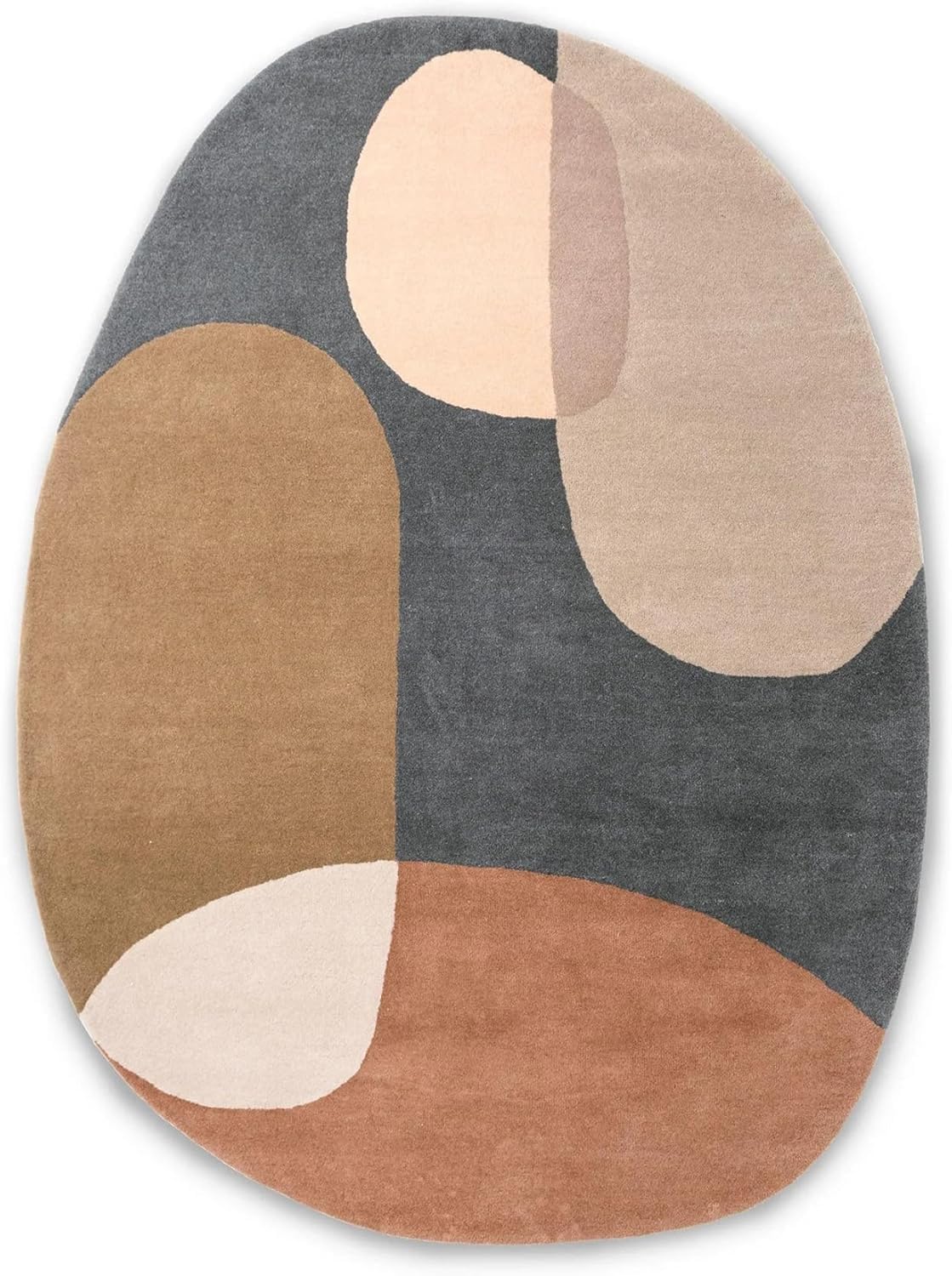 Handmade Tufted Oval Shape Carpet with Super Soft Woolen Carpet for Your Bedroom & Living Room