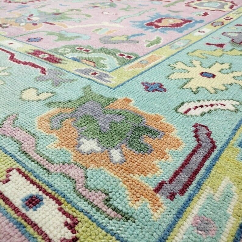 Hand Knotted Oushak Rug for Living Room, Dining Room, Office, Bedroom, Hand Knotted Wool Rug