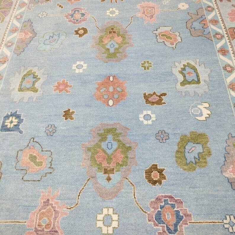 Hand Knotted Oushak Rug for Living Room, Dining Room, Office, Bedroom, Hand Knotted Wool Rug