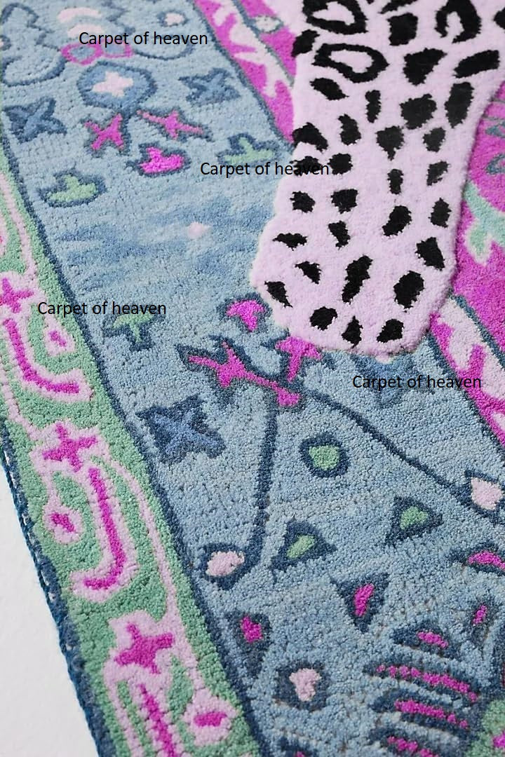 Hand-Tufted Bengal Tiger Animal Print Wool Area Rug - Featuring Symmetrical Palm Leaves Design, Ideal for Living Room, Bedroom, Kitchen & Office, Thick & Durable