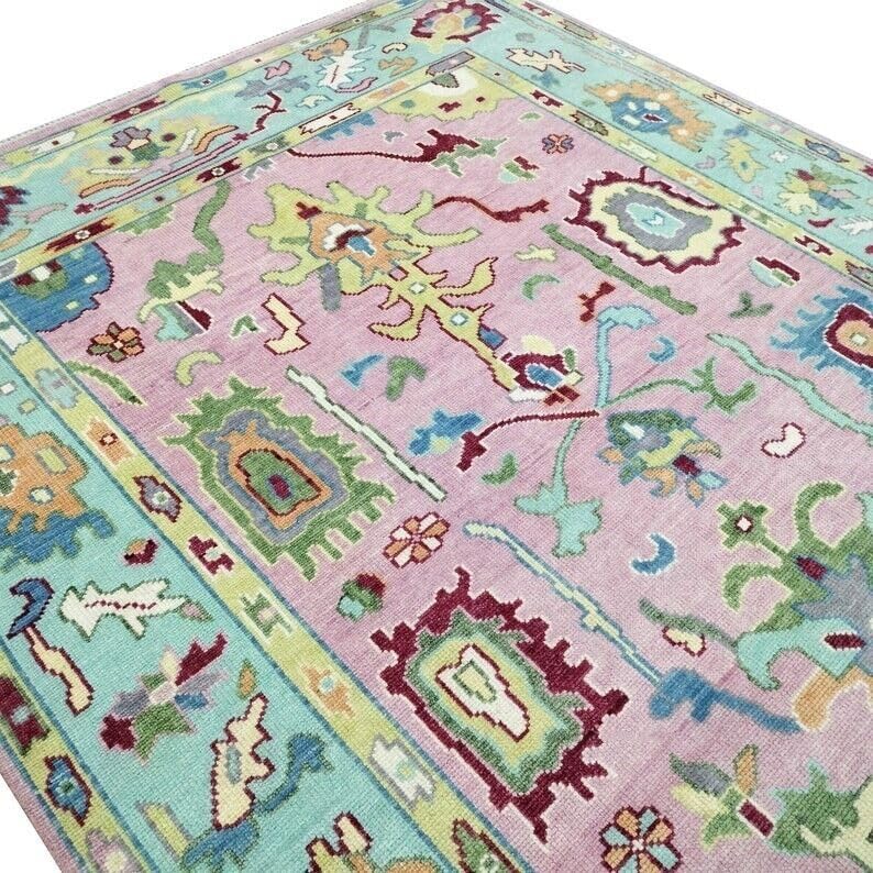 Hand Knotted Oushak Rug for Living Room, Dining Room, Office, Bedroom, Hand Knotted Wool Rug