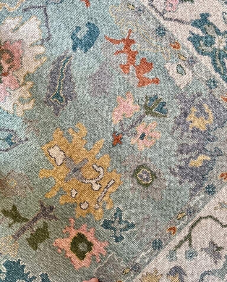 Hand Knotted Oushak Rug for Living Room, Dining Room, Office, Bedroom, Hand Knotted Wool Rug