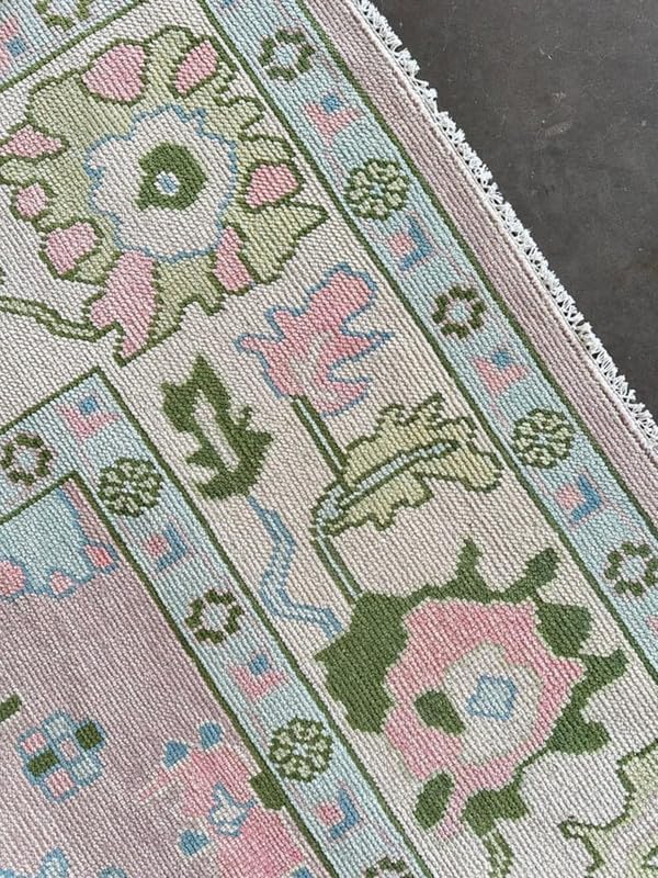 Hand Knotted Oushak Rug for Living Room, Dining Room, Office, Bedroom, Hand Knotted Wool Rug