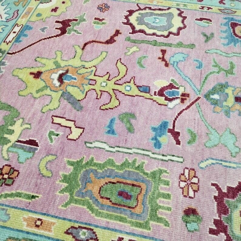 Hand Knotted Oushak Rug for Living Room, Dining Room, Office, Bedroom, Hand Knotted Wool Rug