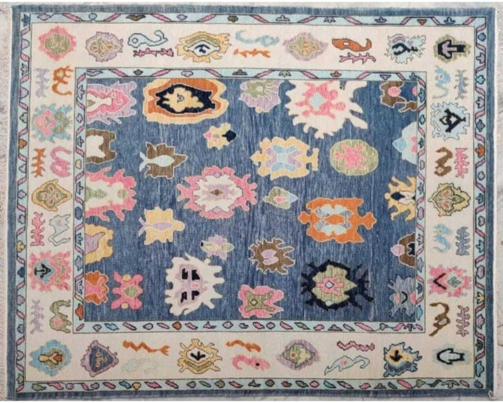 Hand Knotted Oushak Rug for Living Room, Dining Room, Office, Bedroom, Hand Knotted Wool Rug