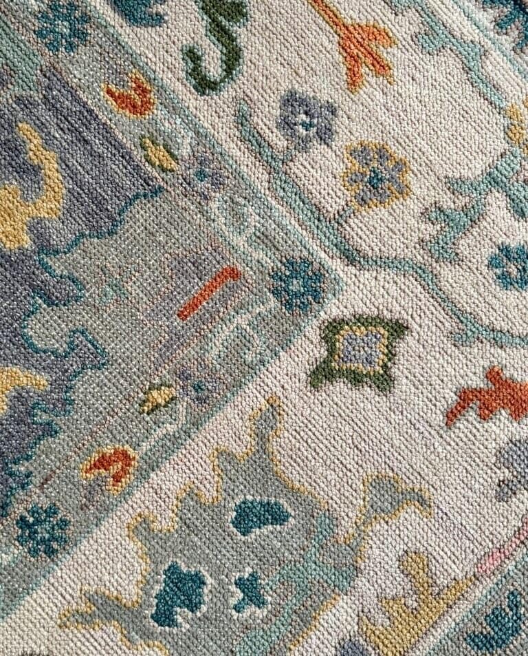 Hand Knotted Oushak Rug for Living Room, Dining Room, Office, Bedroom, Hand Knotted Wool Rug