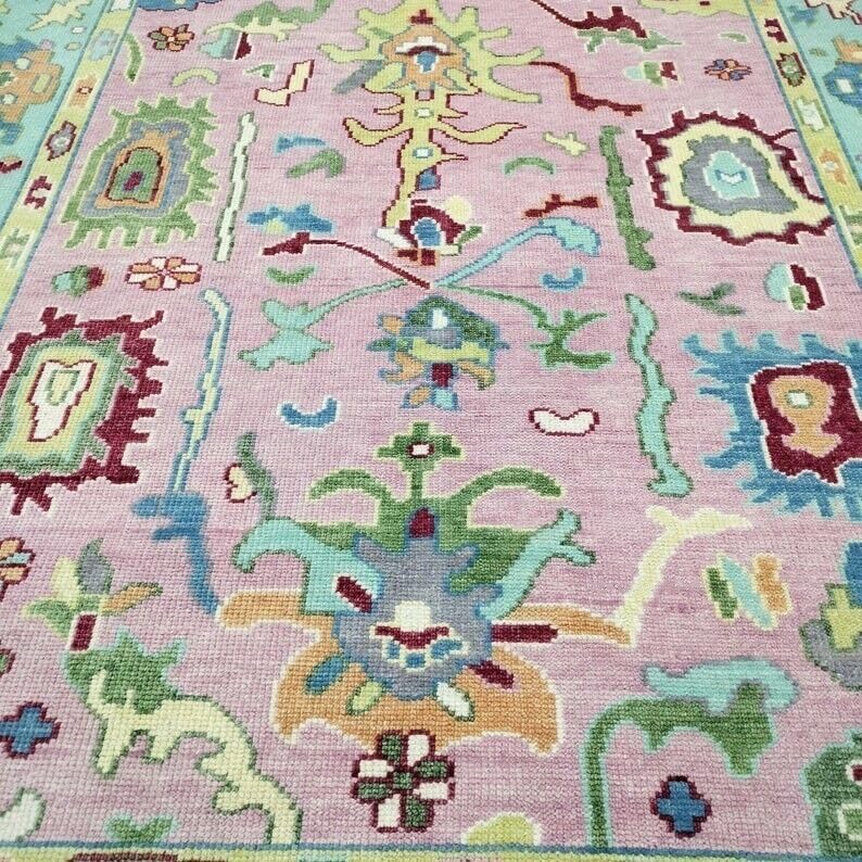 Hand Knotted Oushak Rug for Living Room, Dining Room, Office, Bedroom, Hand Knotted Wool Rug