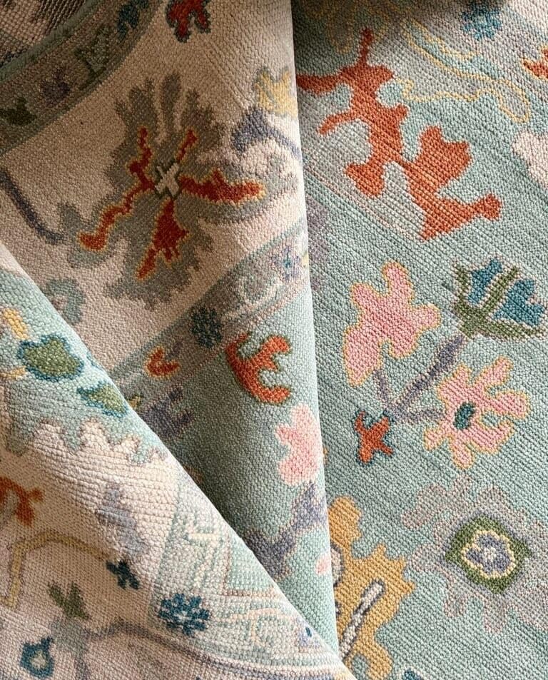 Hand Knotted Oushak Rug for Living Room, Dining Room, Office, Bedroom, Hand Knotted Wool Rug