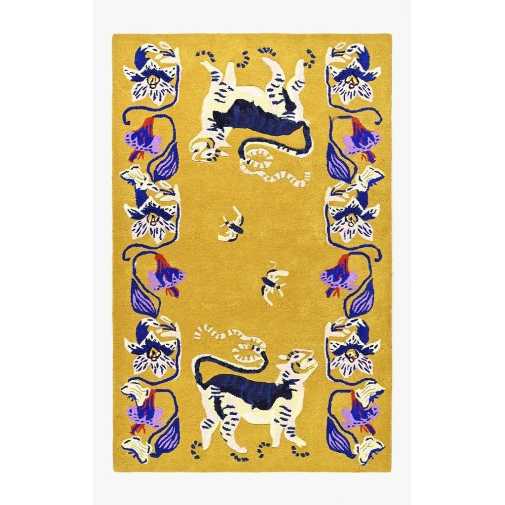 Handmade Colorful Roses Floral Wool Area Rug | Thick & Soft Carpet for Living, Bedroom & Kitchen Deco