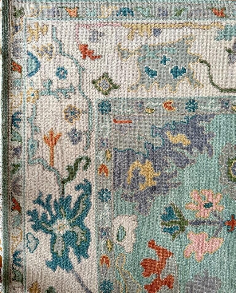 Hand Knotted Oushak Rug for Living Room, Dining Room, Office, Bedroom, Hand Knotted Wool Rug