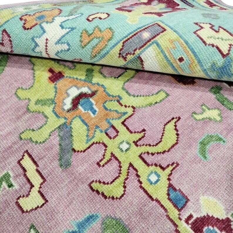 Hand Knotted Oushak Rug for Living Room, Dining Room, Office, Bedroom, Hand Knotted Wool Rug