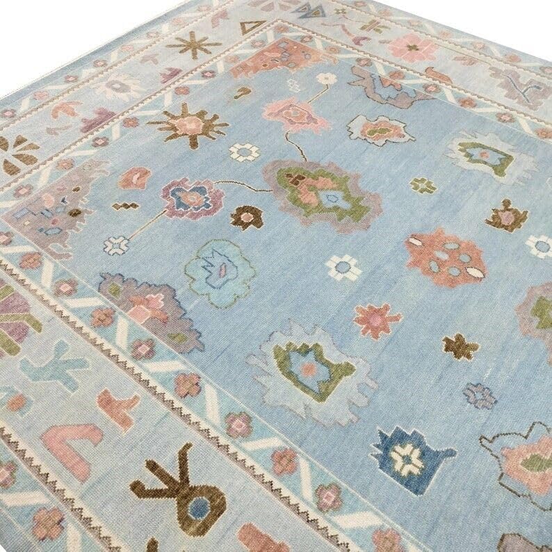 Hand Knotted Oushak Rug for Living Room, Dining Room, Office, Bedroom, Hand Knotted Wool Rug