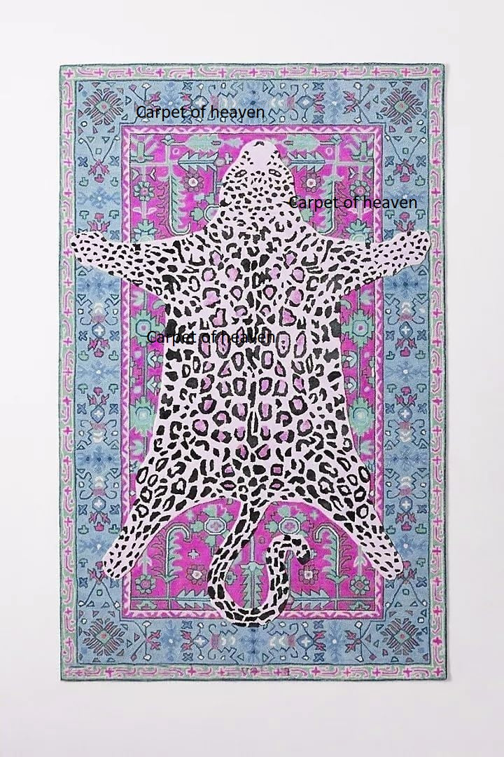 Hand-Tufted Bengal Tiger Animal Print Wool Area Rug - Featuring Symmetrical Palm Leaves Design, Ideal for Living Room, Bedroom, Kitchen & Office, Thick & Durable