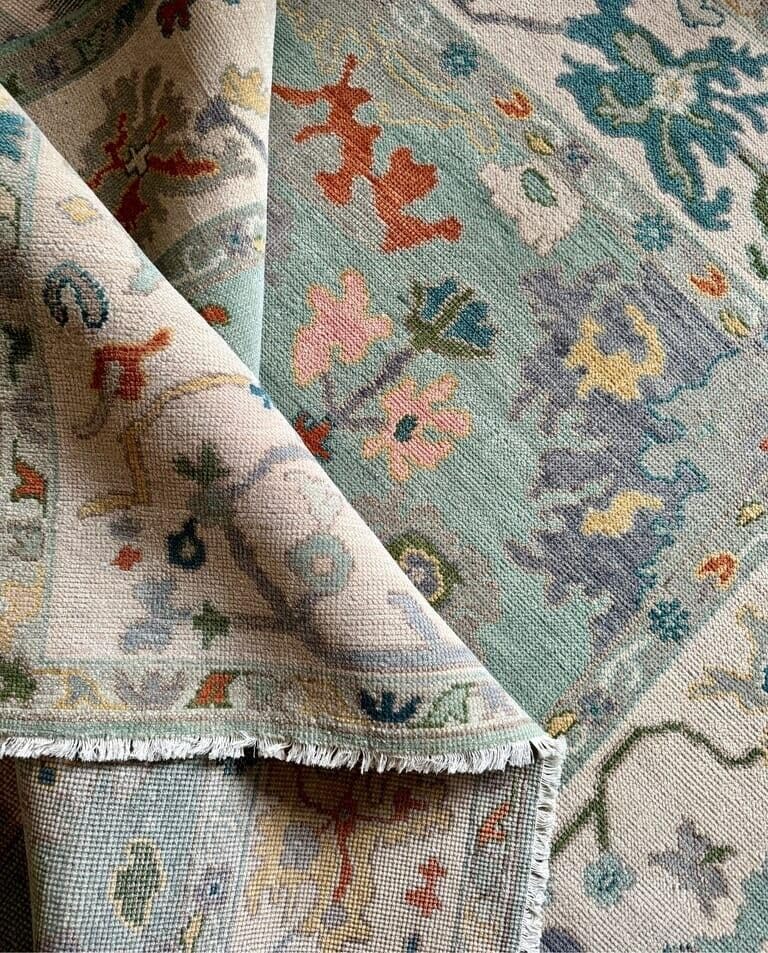 Hand Knotted Oushak Rug for Living Room, Dining Room, Office, Bedroom, Hand Knotted Wool Rug