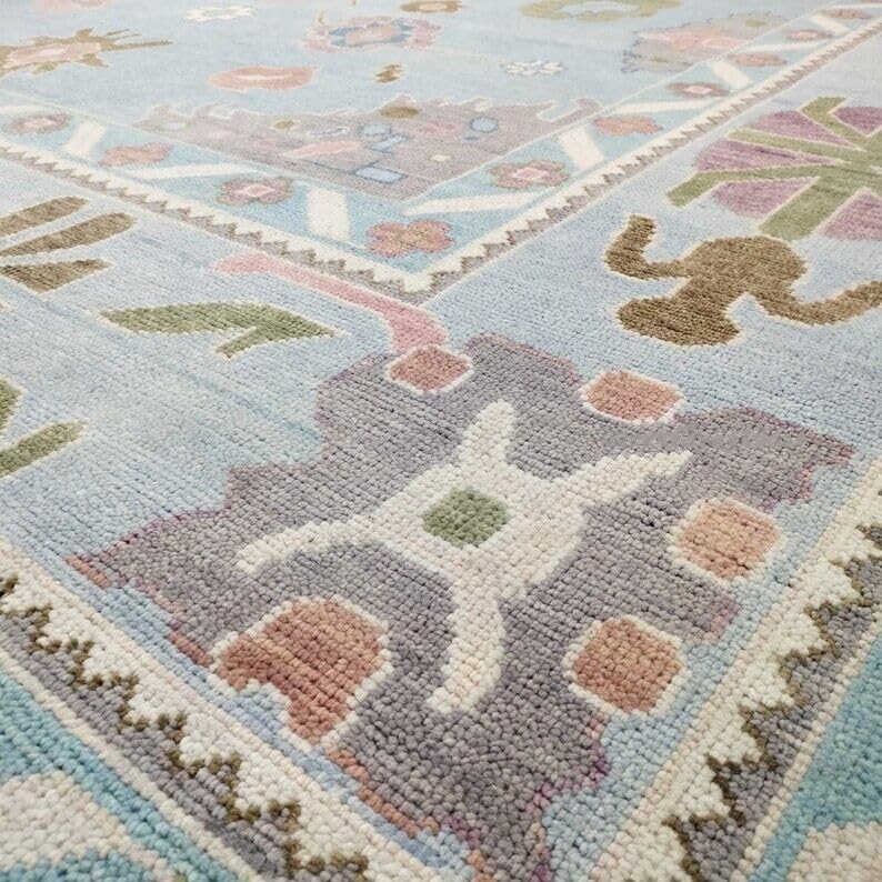 Hand Knotted Oushak Rug for Living Room, Dining Room, Office, Bedroom, Hand Knotted Wool Rug