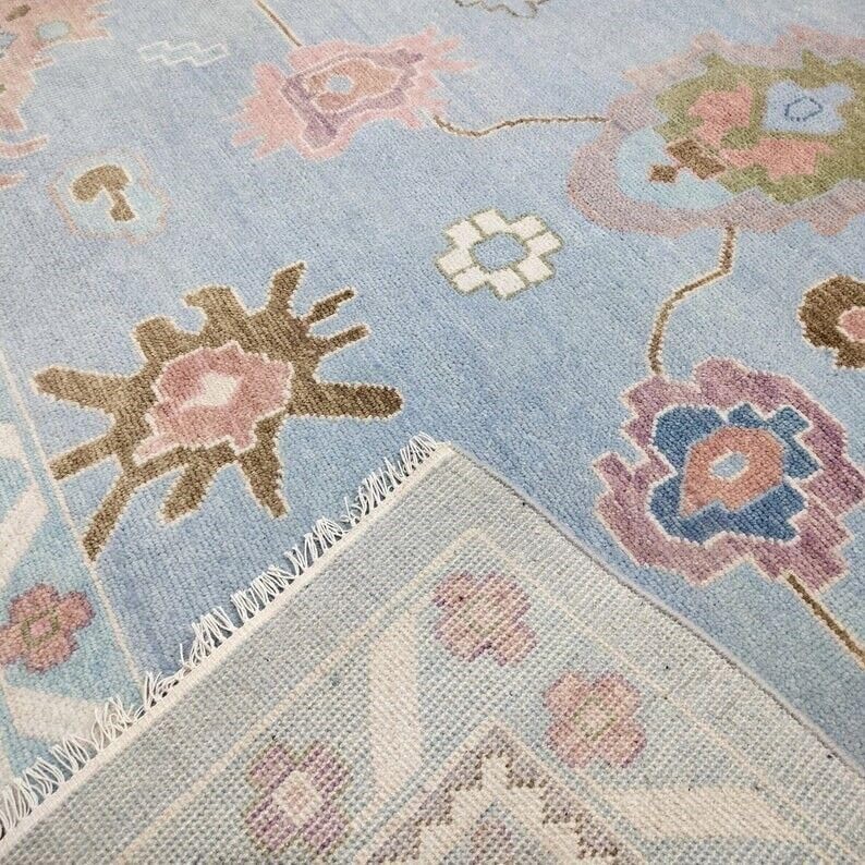 Hand Knotted Oushak Rug for Living Room, Dining Room, Office, Bedroom, Hand Knotted Wool Rug