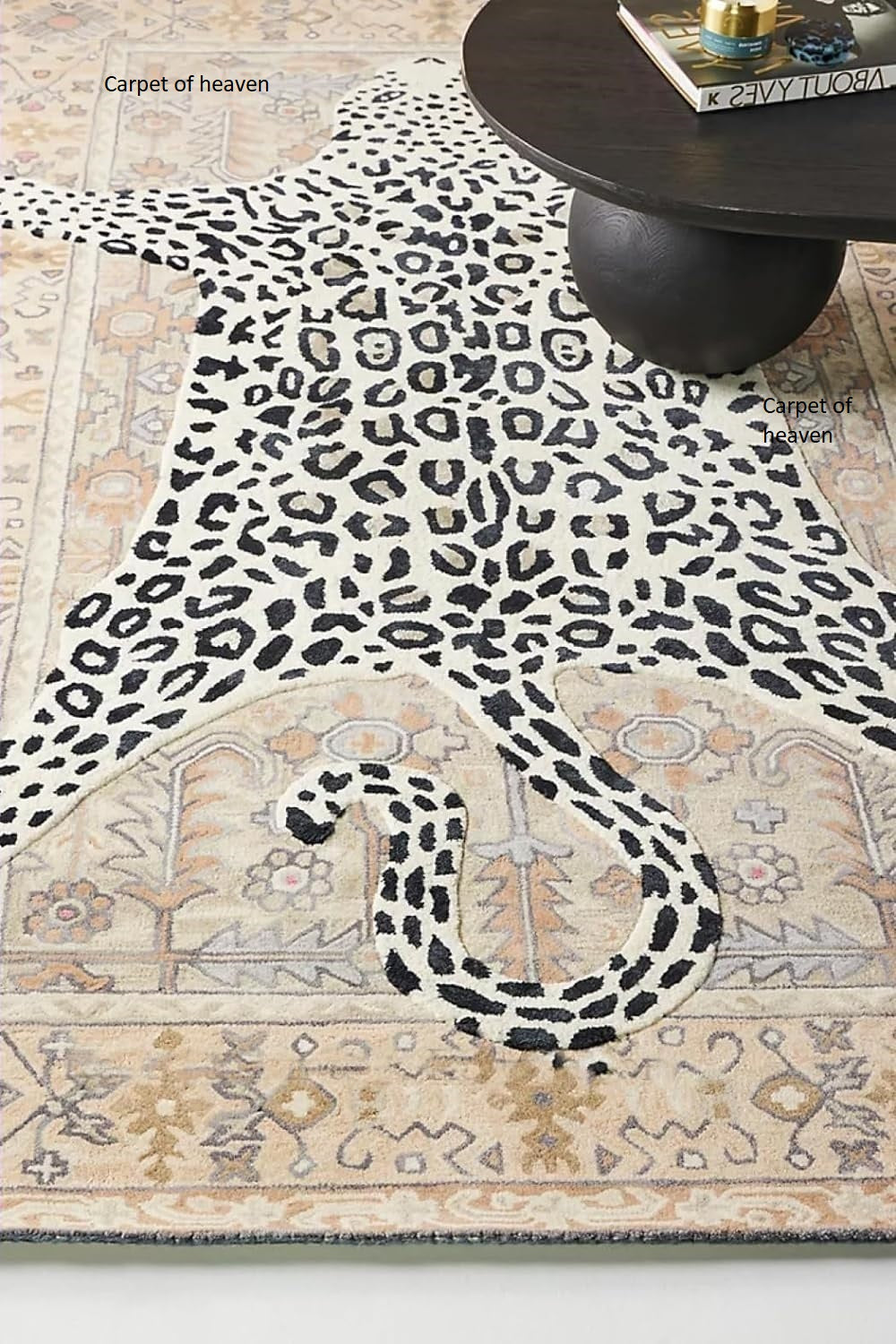 Hand-Tufted Bengal Tiger Animal Print Wool Area Rug - Featuring Symmetrical Palm Leaves Design, Ideal for Living Room, Bedroom, Kitchen & Office, Thick & Durable