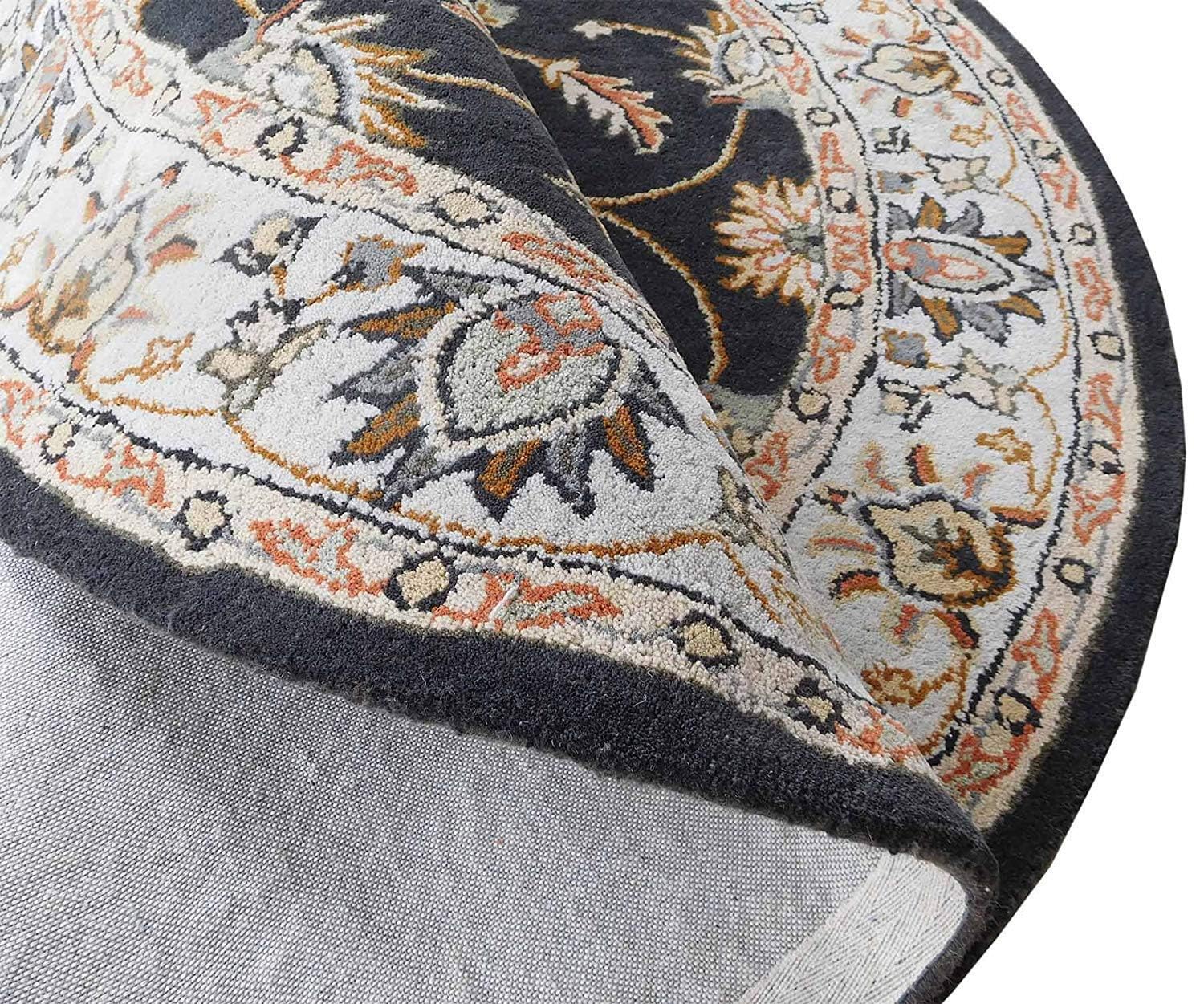 Export Quality Handmade Floral Woollen Round Carpet for Living Room