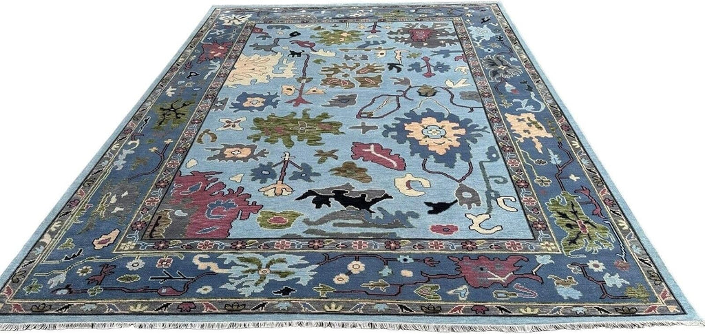Hand Knotted Oushak Rug for Living Room, Dining Room, Office, Bedroom, Hand Knotted Wool Rug