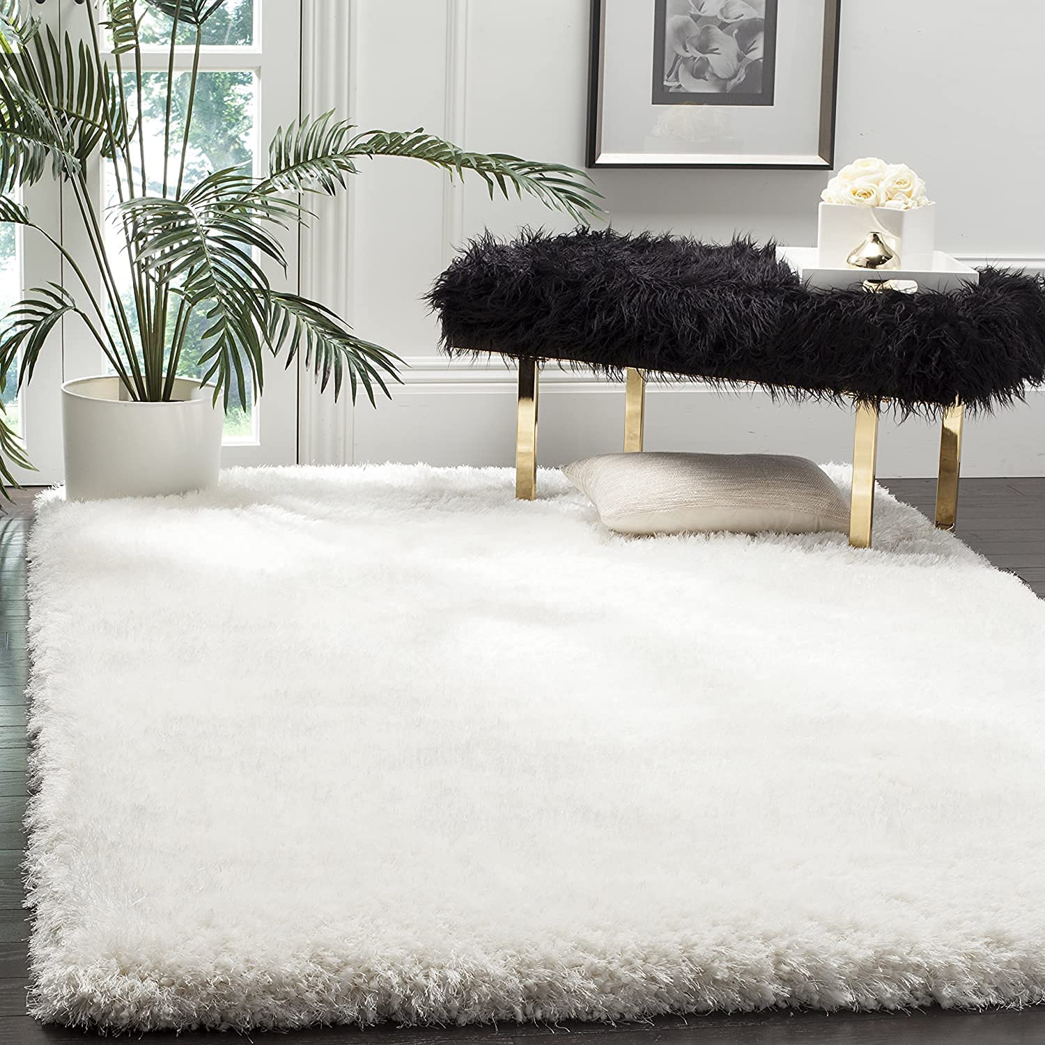 Shaggy Carpet Solid Plain Fluffy Fur Rectangular Rugs