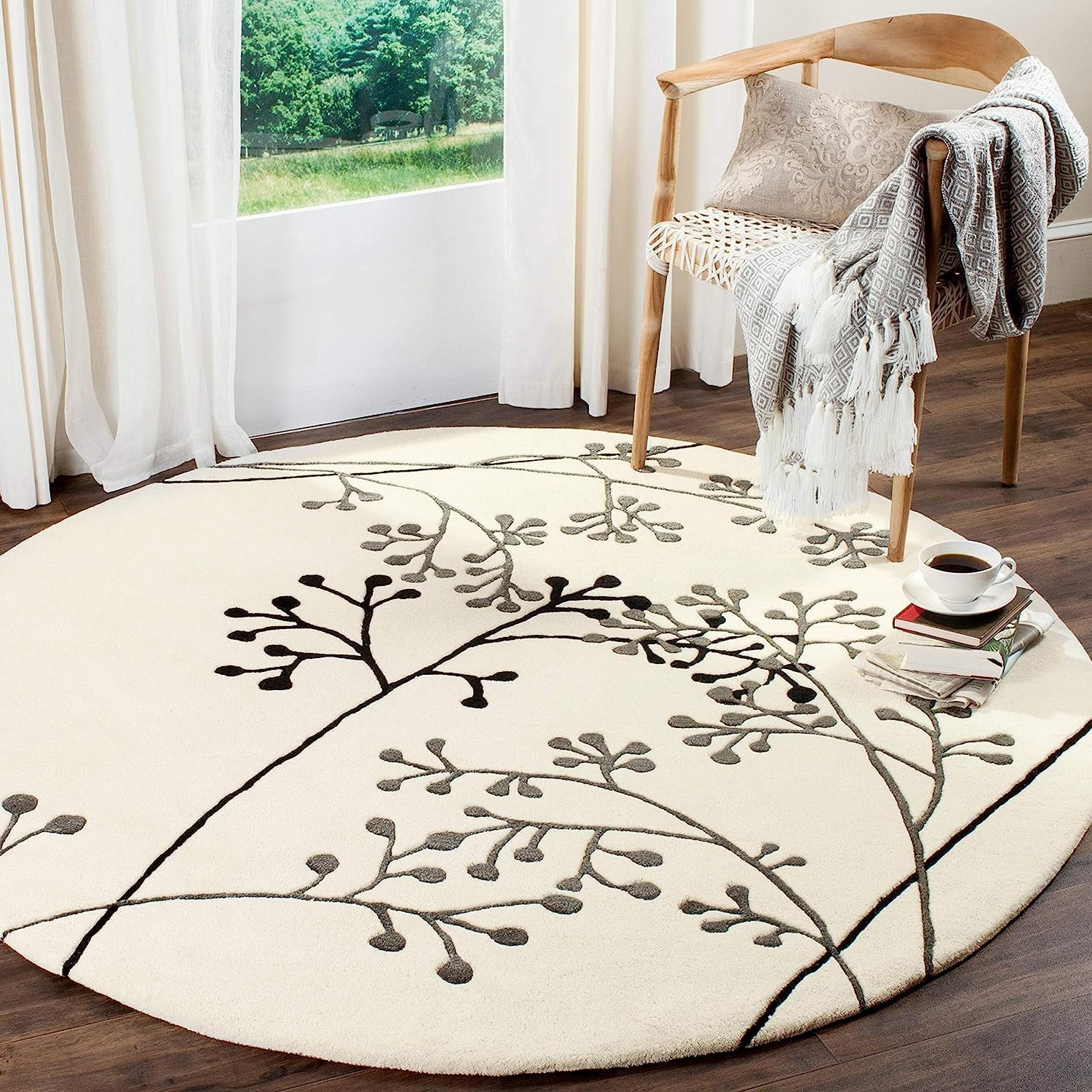 Export Quality Handmade Woollen Round Carpet – Elegant Living Room Floor Rug