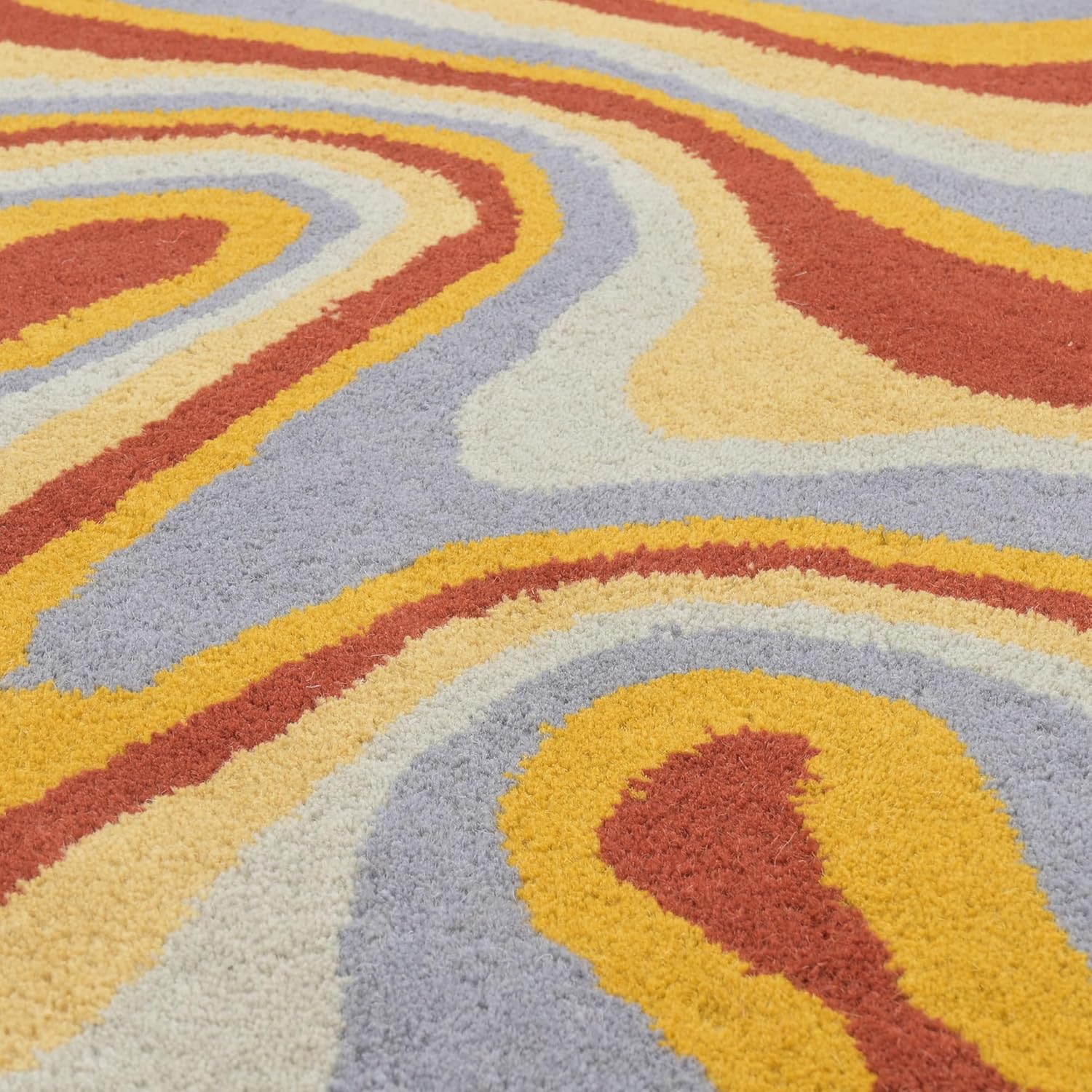 Irregular Shaped Handmade Wool Rug | Modern Colourful Stripe Premium Area Rug Perfect for Home Decor