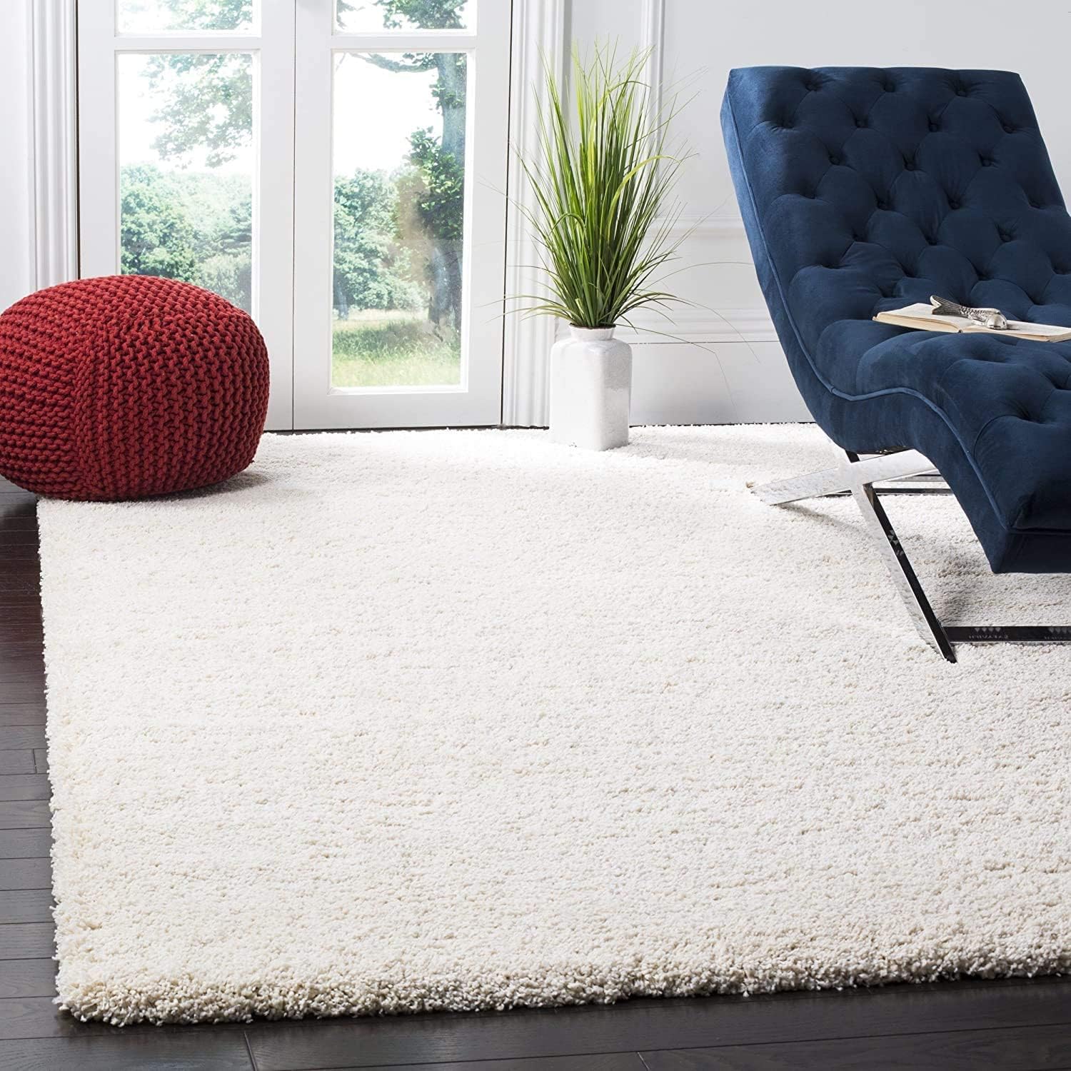 Shaggy Carpet Solid Plain Fluffy Fur Rectangular Rugs