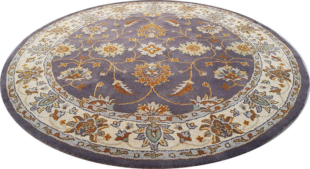 Export Quality Handmade Floral Woollen Round Carpet for Living Room