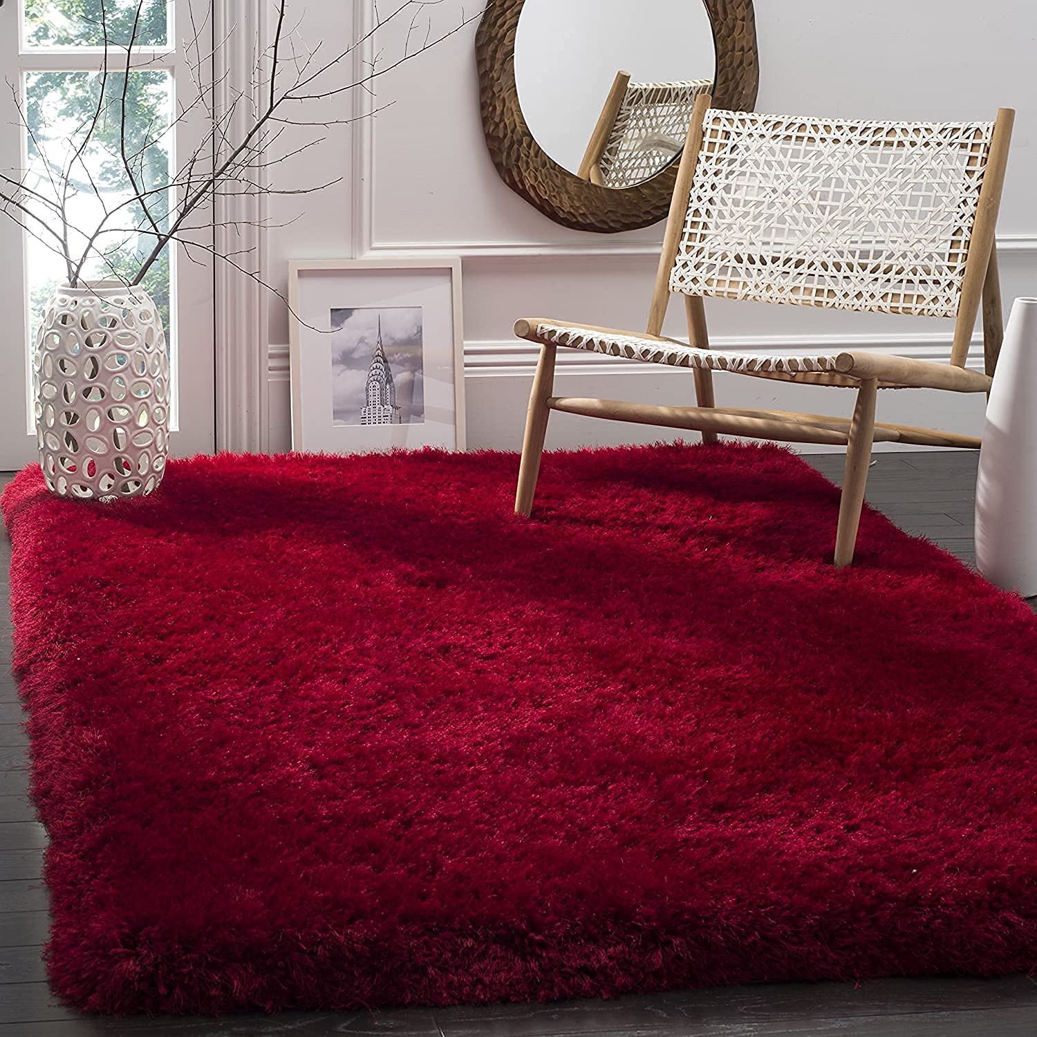 Shaggy Carpet Solid Plain Fluffy Fur Rectangular Rugs