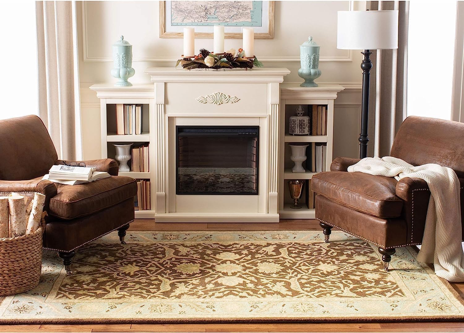 Floral Woolen Handmade Rectangular Bedroom Drawing Room Hall and Floor