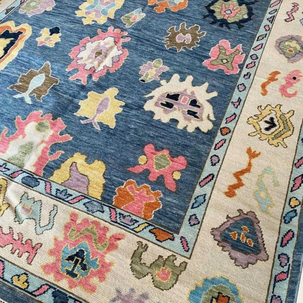 Hand Knotted Oushak Rug for Living Room, Dining Room, Office, Bedroom, Hand Knotted Wool Rug