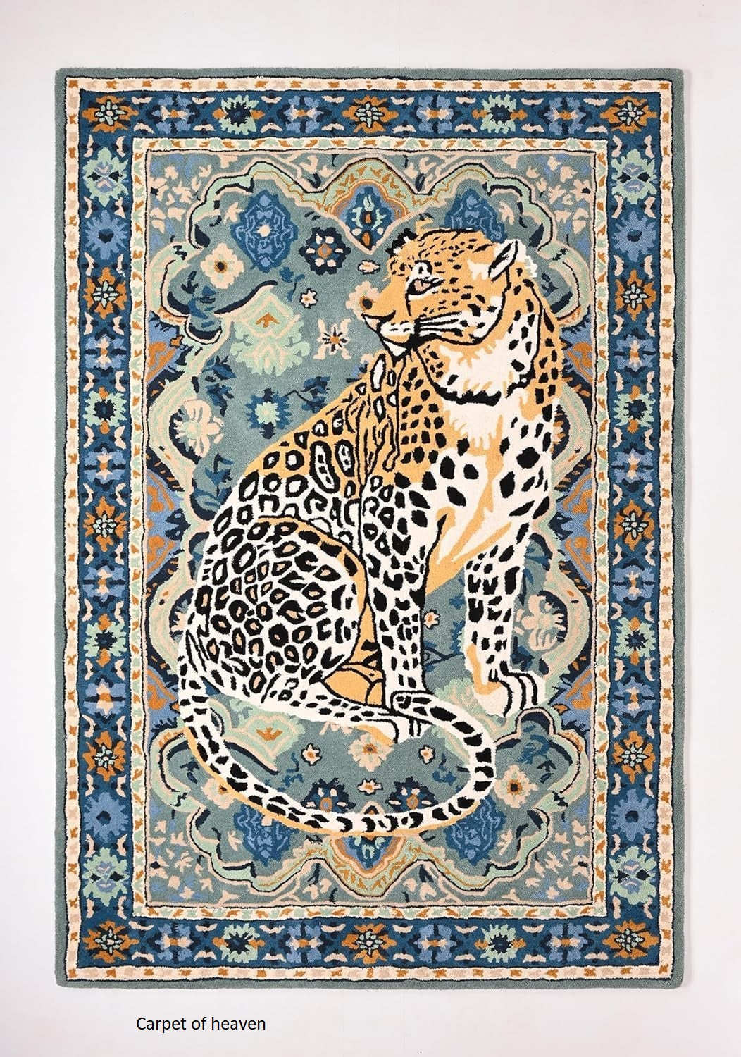 Hand-Tufted Bengal Tiger Animal Print Wool Area Rug - Featuring Symmetrical Palm Leaves Design, Ideal for Living Room, Bedroom, Kitchen & Office, Thick & Durable