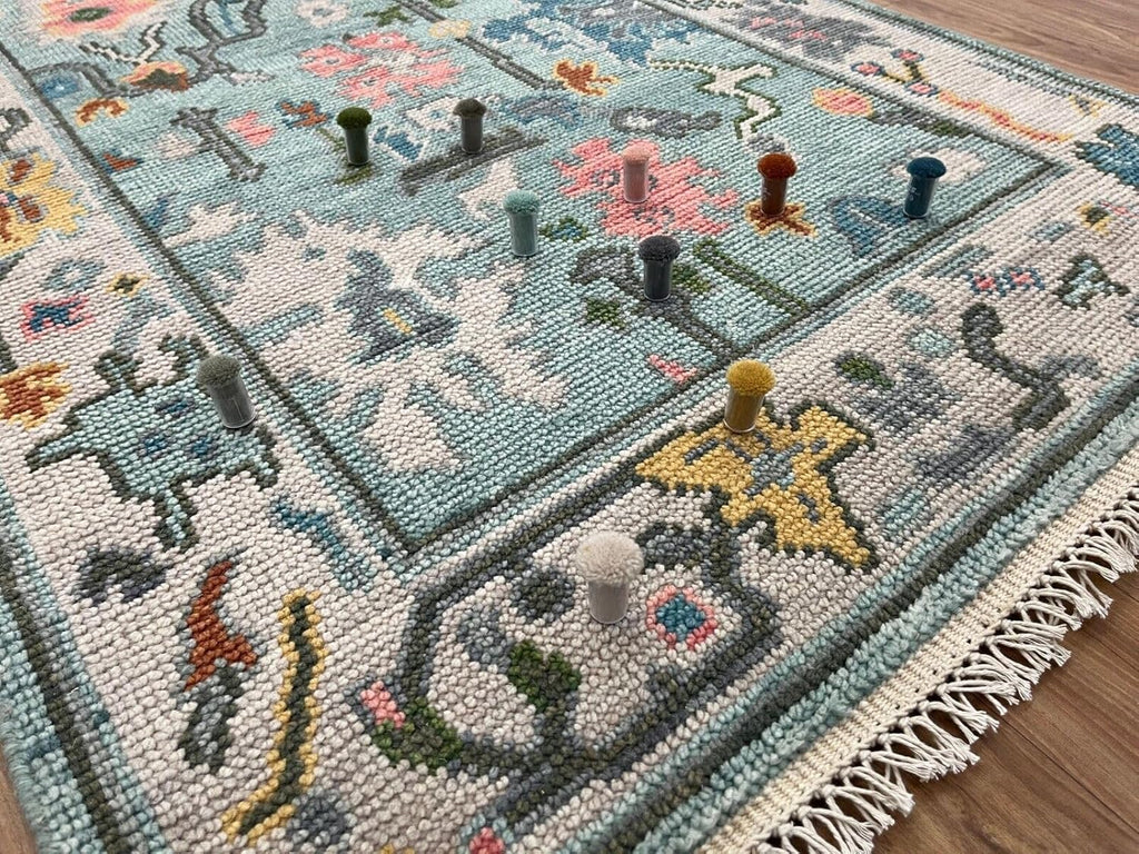 Hand Knotted Oushak Rug for Living Room, Dining Room, Office, Bedroom, Hand Knotted Wool Rug