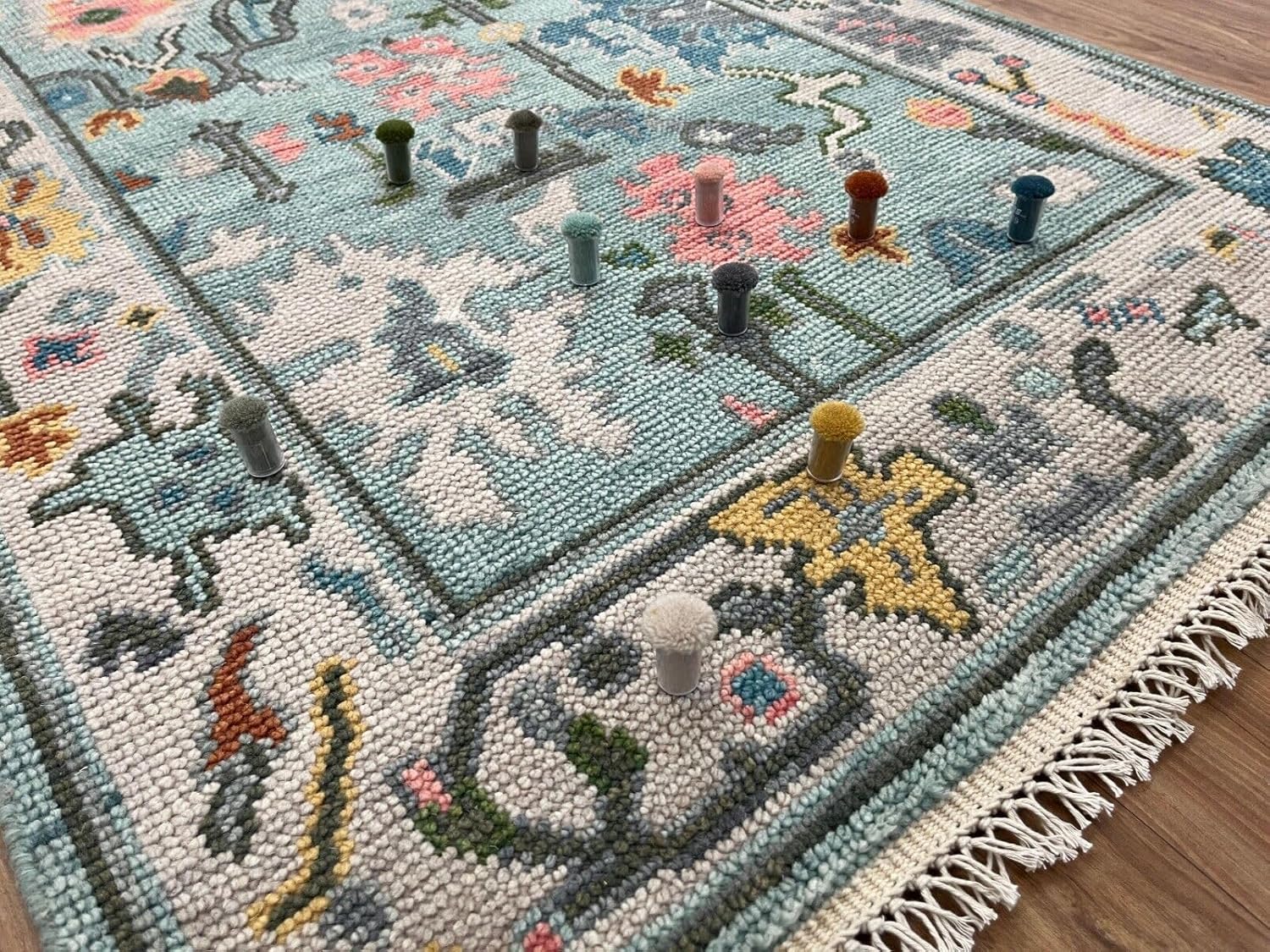 Hand Knotted Oushak Rug for Living Room, Dining Room, Office, Bedroom, Hand Knotted Wool Rug