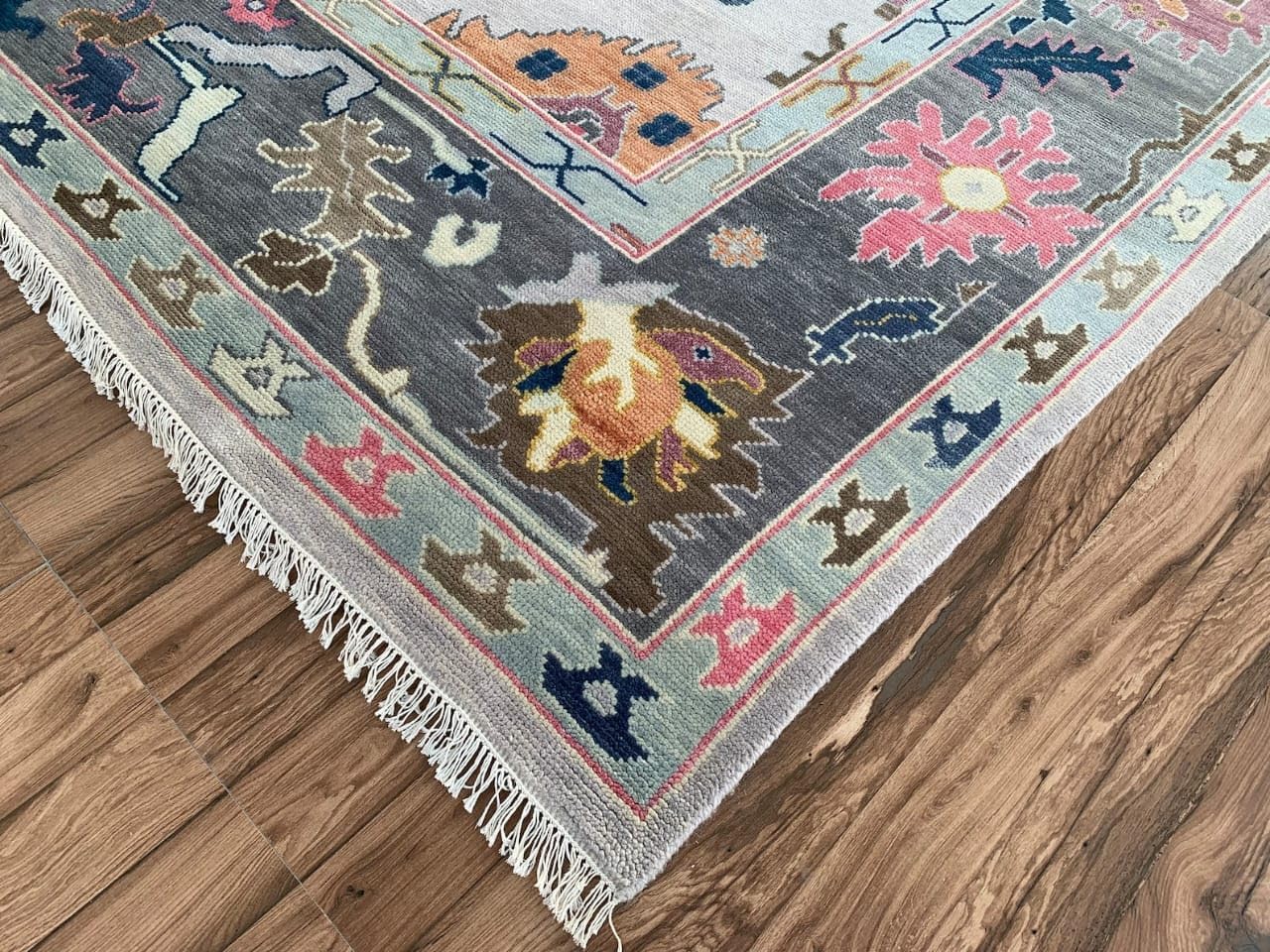 Hand Knotted Oushak Rug for Living Room, Dining Room, Office, Bedroom, Hand Knotted Wool Rug
